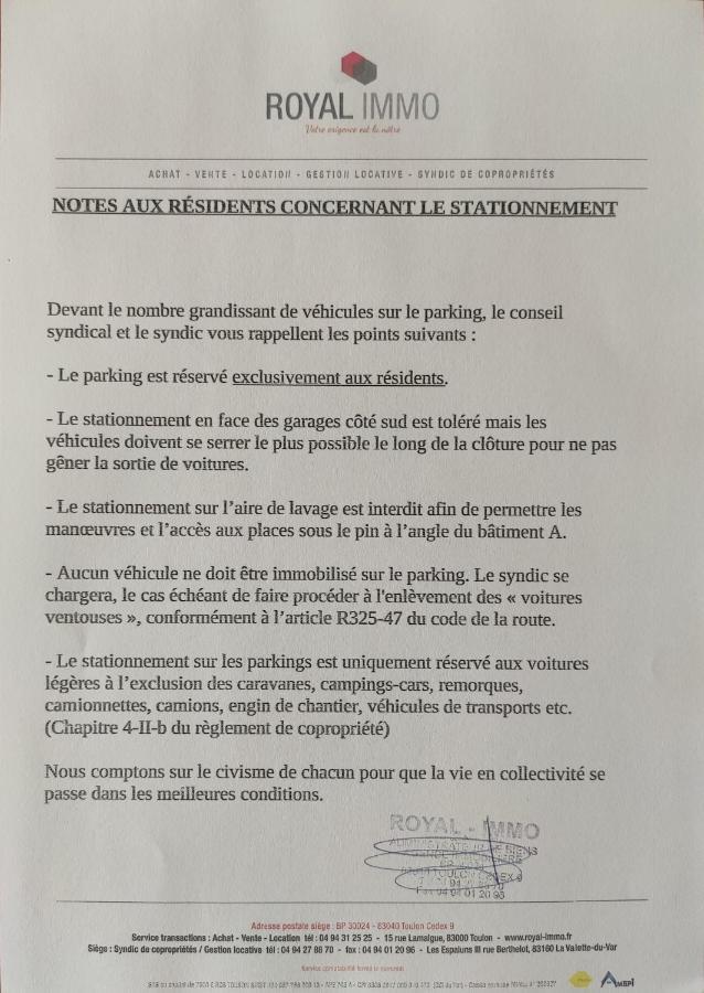 T3 Appartement Dans Residence - Parking - Balcon - Wifi - Clim La Valette-du-Var Eksteriør billede